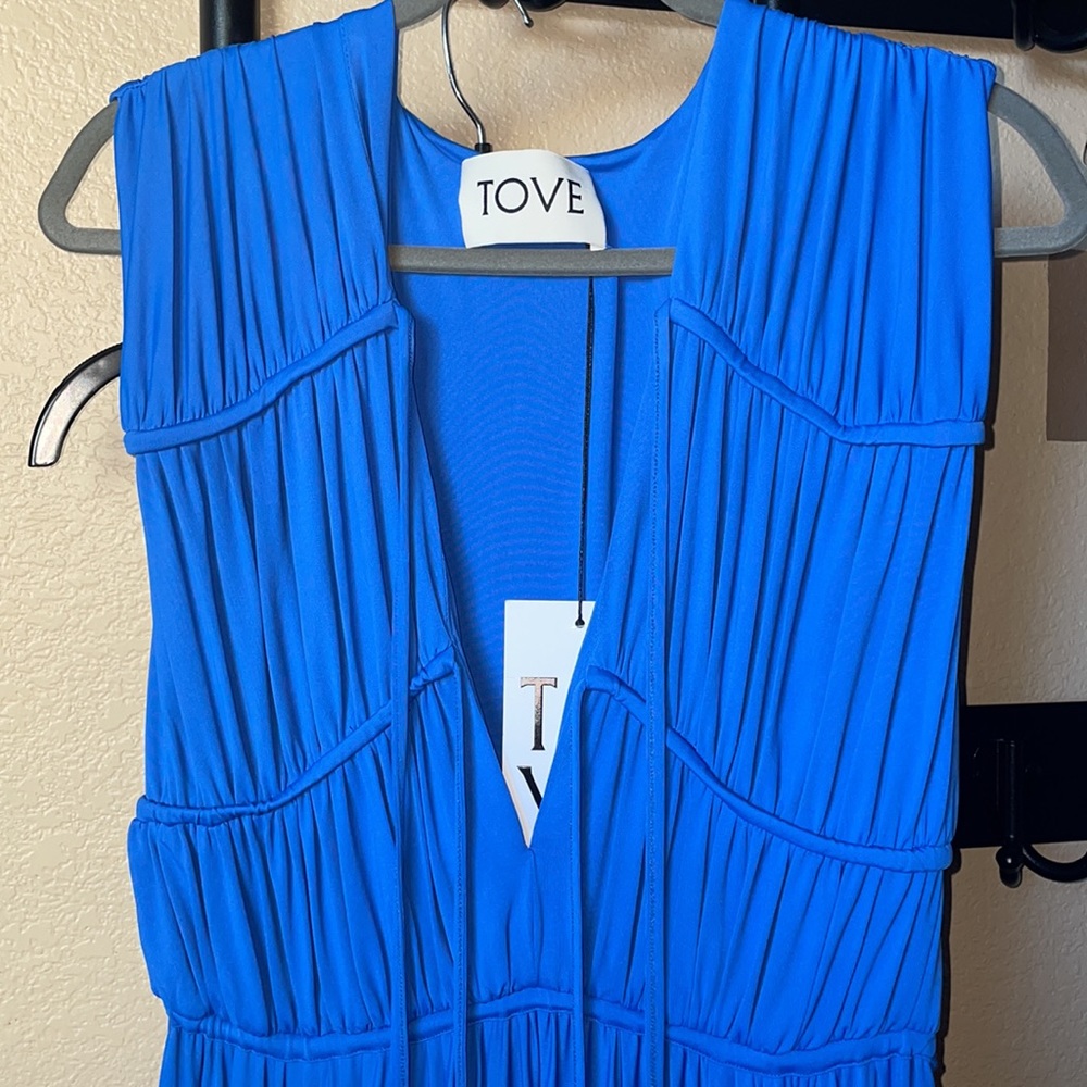 TOVE Albie Sleeveless Midi Dress size 38/ US 6 NWT Blue Jersey Stretch - Picture 7 of 9